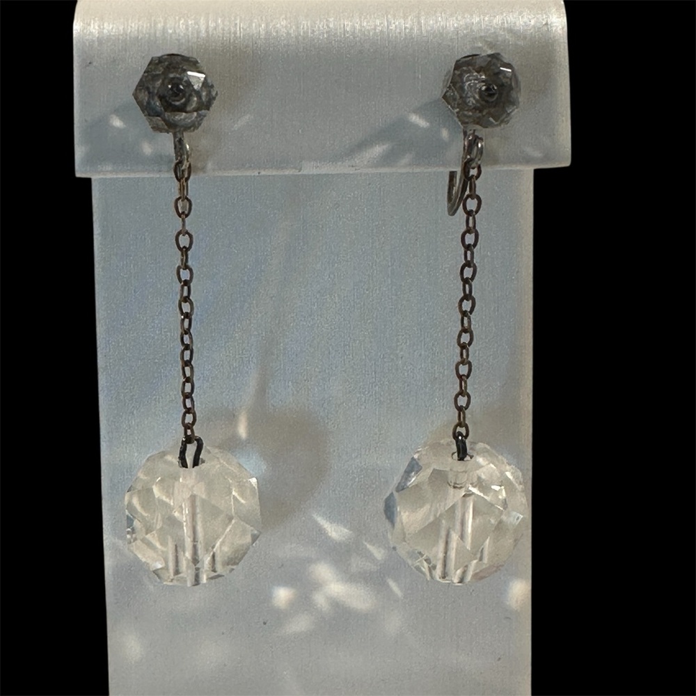 Sophisticated Vintage Silver Crystal Dangle Earrings